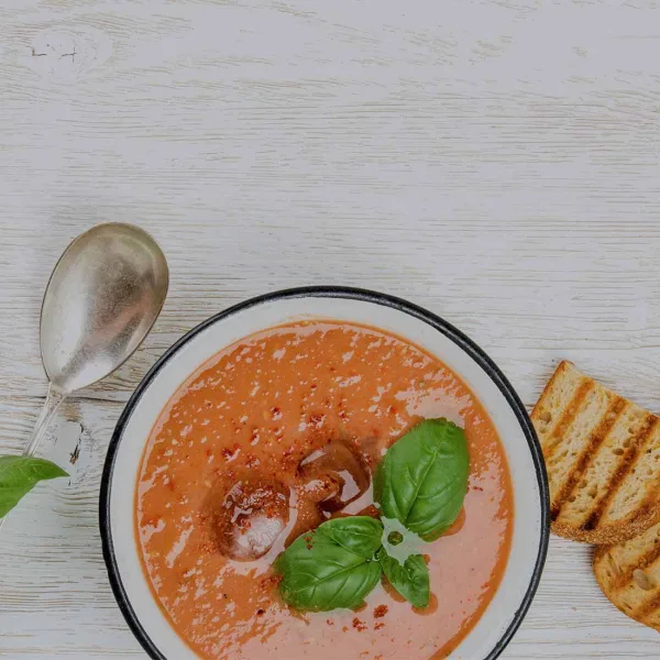 Roasted Tomato Basil Gazpacho